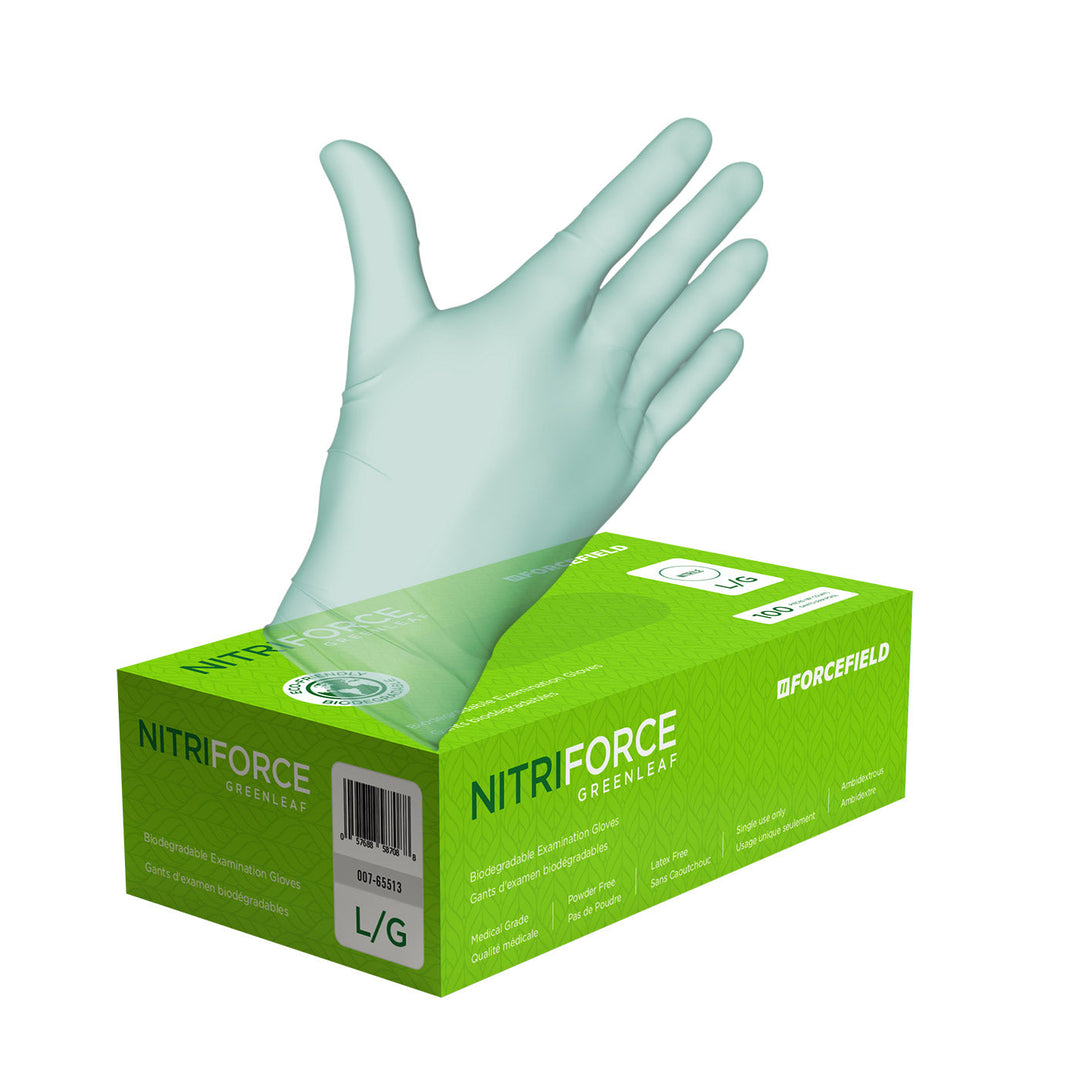 Guantes de examen desechables biodegradables ForceField Nitriforce Greenleaf CAJA/1000 unidades