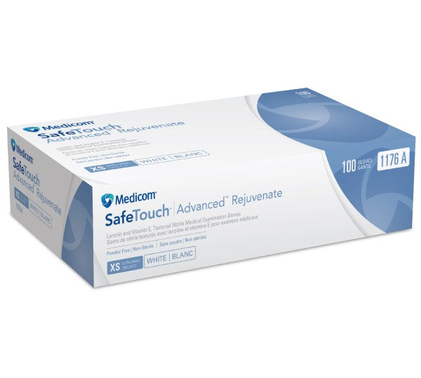 Medicom Safetouch Rejuvenate Nitrile Glove Powder Free Textured White