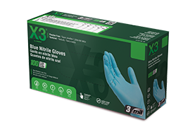Gants en nitrile bleu Grip! X3 de qualité alimentaire (3 mil)