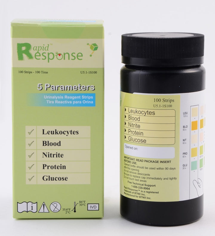 Tira reactiva para análisis de orina de 5 parámetros