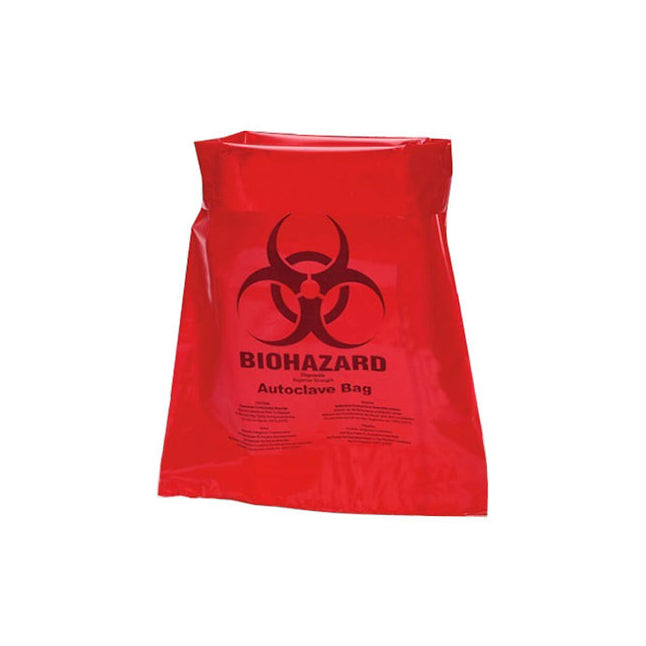 Bolsa para residuos biológicos peligrosos esterilizable en autoclave, segura y esterilizable (paquete plano)