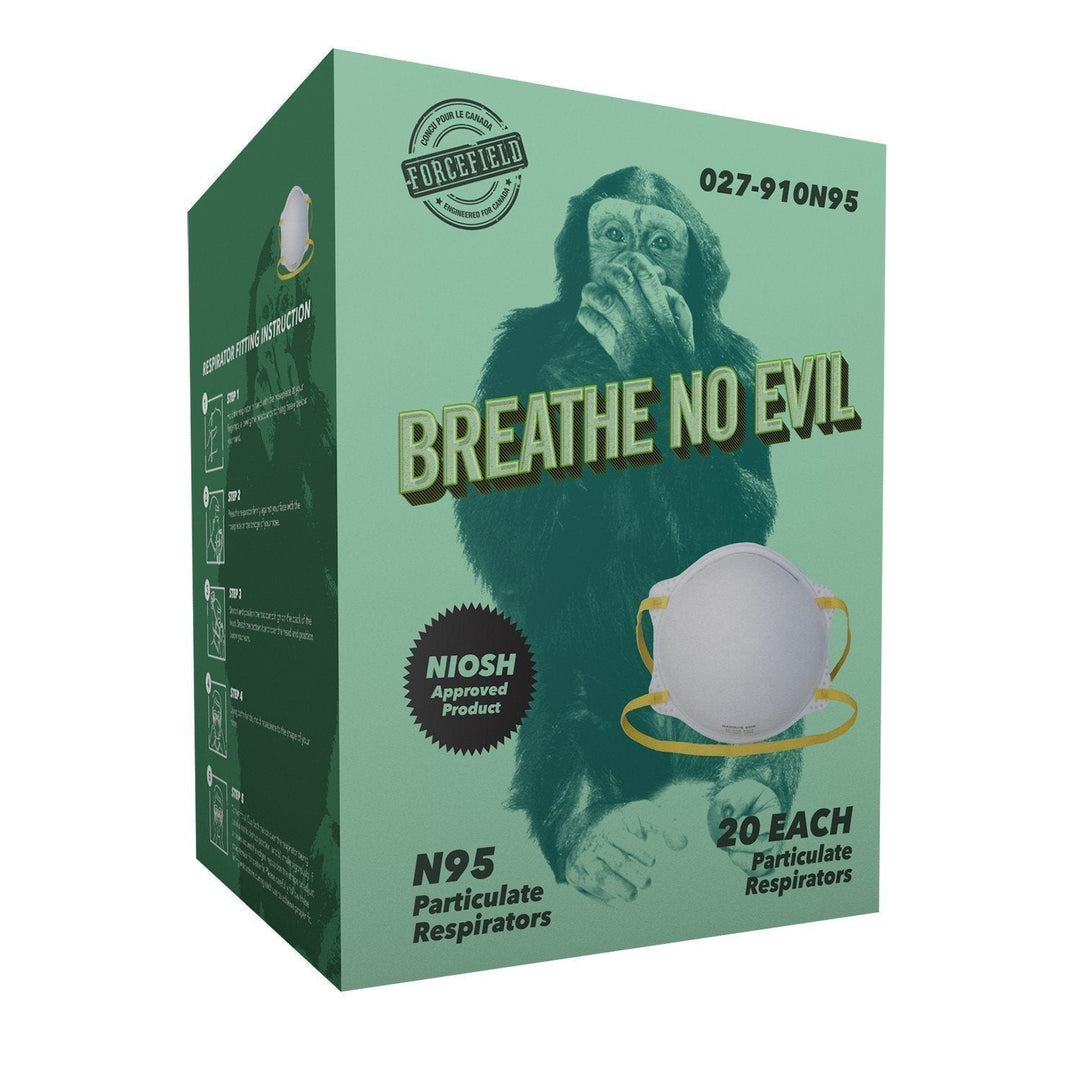 Respirateur jetable ForceField « Breathe No Evil » N95 BOÎTE/20 chacun