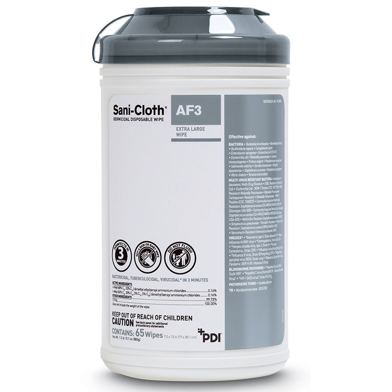 Sani-Cloth AF3 7.5"x15" Canister/65 - Effective Disinfectant Wipes