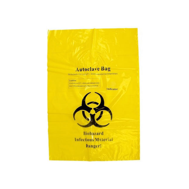 Bolsas amarillas para esterilización por vapor en autoclave (22" x 20")