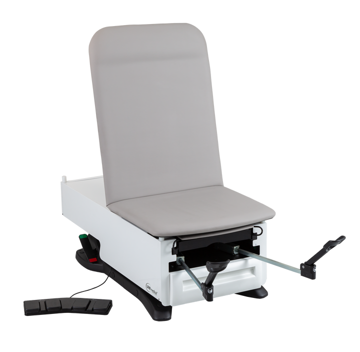 Power exam table with two-function foot control and heavy-gauge steel leg extension – sturdy build