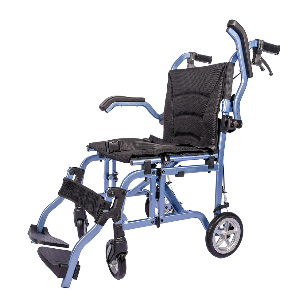 MPL Ultra-Fold lightweight transport chair folded and ready for travel