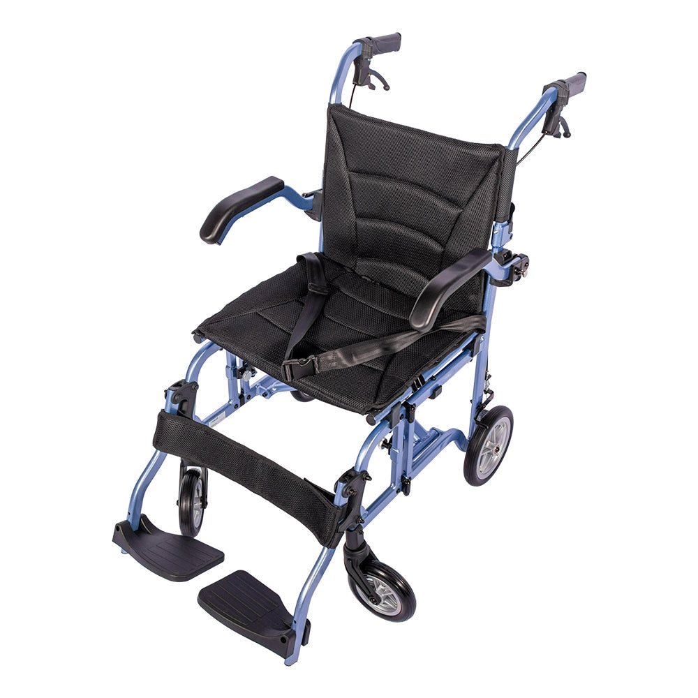 MPL Ultra-Fold transport chair with padded seat and flip back armrests