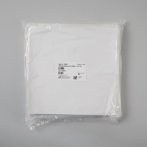 Sterile 12 x 12 low-shedding cleanroom wipes