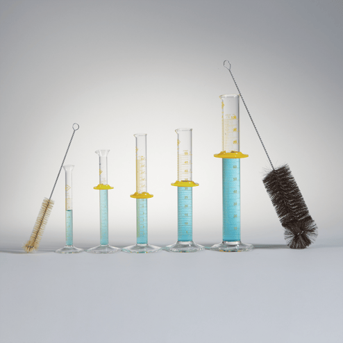 glass graduated cylinder with enamel graduations and wide base