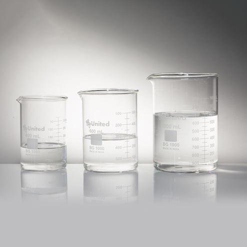 Glass beaker kit with 400mL, 600mL and 1,000mL laboratory beakers