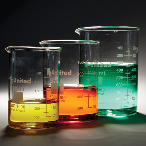 Large glass beaker kit with six beakers in 400mL, 600mL and 1,000mL sizes