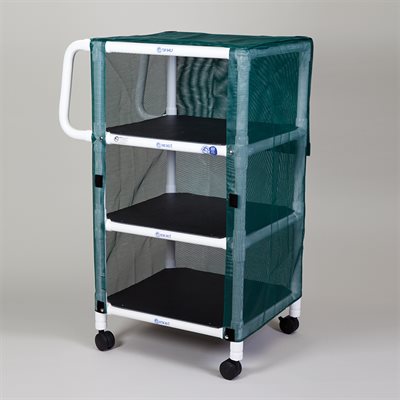 Multi-Purpose 3-Shelf PVC Cart with Vinyl Mesh Cover – 225 lb Capacity
