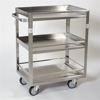 Stainless Steel 3-Shelf Cart with Guard Rail – 300 lb Capacity, 27½? Wide