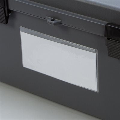 Pack of five 8x4 inch clear self-adhesive pockets for labeling and document protection