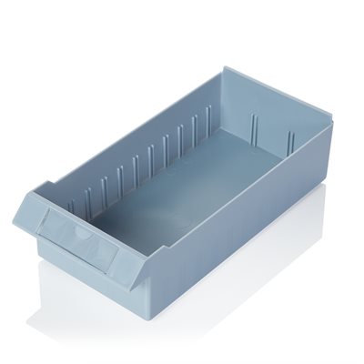 Cassette bin 4.5x2.5x10 inches with label slot and clear protective lens