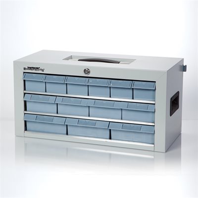 Waterloo 3-tier locking cassette with steel frame and carrying handles, 20x11x10 inches