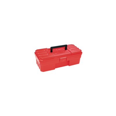 Red ProBox Toolbox 12x6x4 with secure-lock latch and folding handle