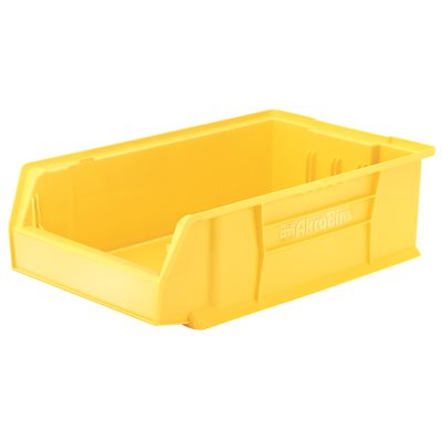 Supersized Akro Bin 12x6x20 inches in yellow, reinforced plastic stackable storage bin for medical or industrial shelving systems