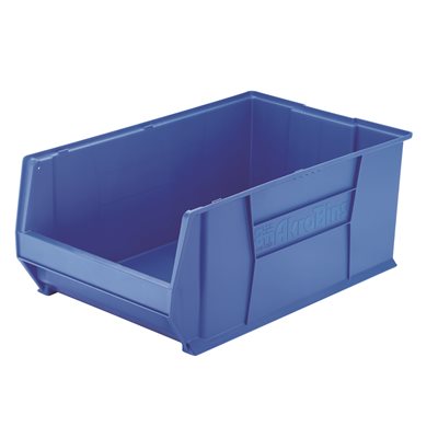 Supersized Akro Bin 18x12x29 inches in blue, extra-deep heavy-duty storage bin for medical or industrial shelves
