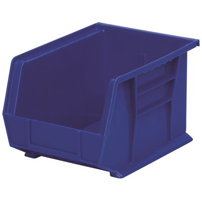 Akro Bins 8x7x11 blue storage bin with label slot and reinforced sides