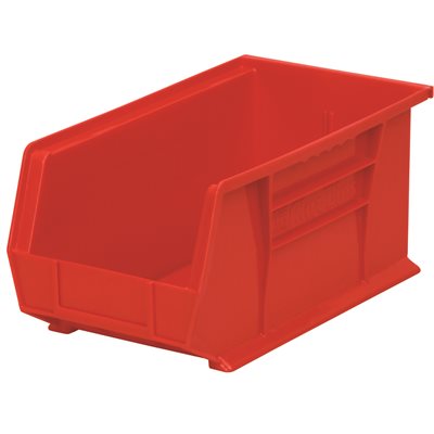 Akro Bins 8x7x15 red industrial storage bin with label slot, sold in 12-pack case