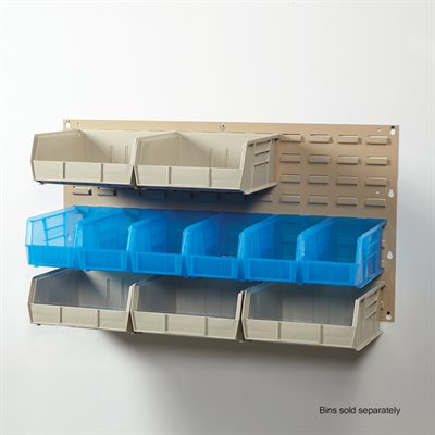 Large louvered bin panel 36x19 inches for wall-mounted supply storage in medical or industrial settings