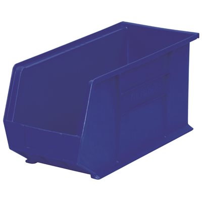 Akro Bins 8x9x18 blue heavy-duty plastic storage bin with label slot