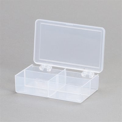 Small 3x1x5 polypropylene utility box with 4 fixed compartments