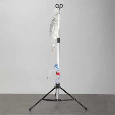 Portable IV Pole with 2 Hooks – Adjustable Height, Folding Legs