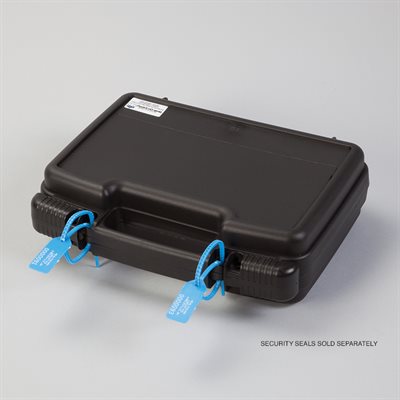 Small black drug storage case without foam, 10.5x3x8 inches