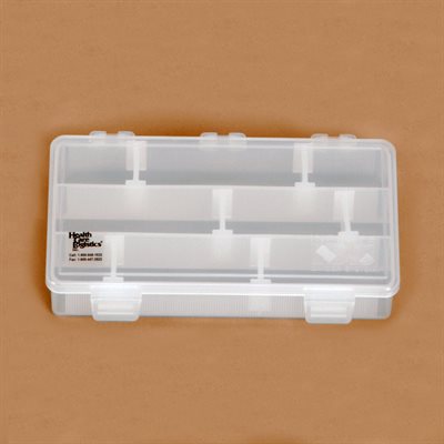 7x1x4 plastic utility box with 3 compartments and 6 adjustable dividers