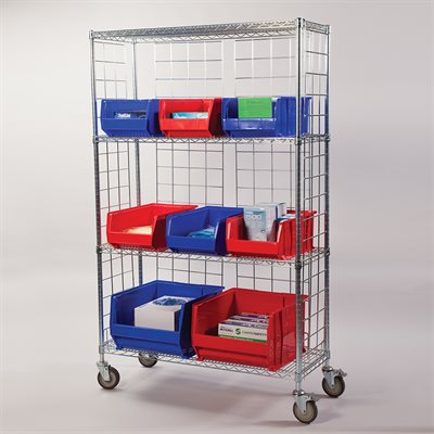 Three-Sided Enclosed Wire Cart – 49?W x 78?H x 18?D, 1,200 lb Capacity