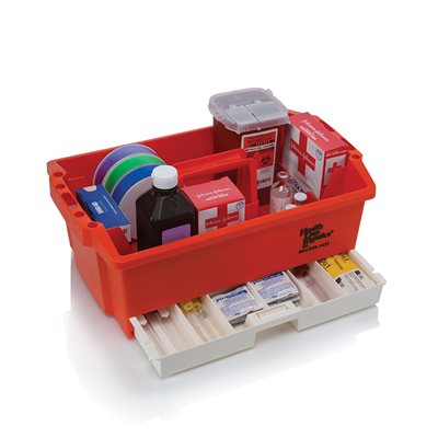 Emergency medical carry caddy with drawer and 12 compartments, 16.5x6x10 inches