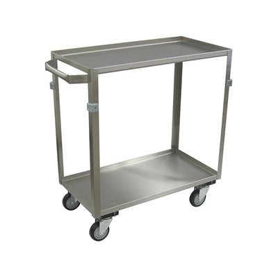 Stainless Steel Utility Cart – 2 Shelves, 600 lb Capacity, Roll-Stop Edges