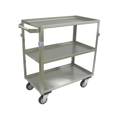 3-Shelf Stainless Steel Utility Cart – 600 lb Capacity, 36?W x 34?H x 22?D