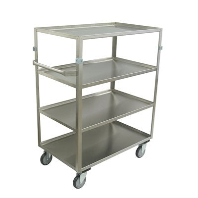 Stainless Steel 4-Shelf Utility Cart – 600 lb Capacity with Roll-Stop Edges
