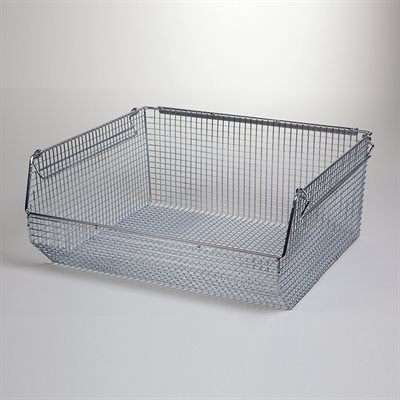 Wire Mesh Stack and Hang Bin 17x7x14.5 – chrome wire mesh bin for cleanrooms, size 17x7x14.5