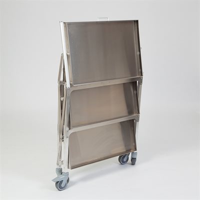 Folding Stainless Steel Utility Cart – 3 Shelves, 240 lb Capacity