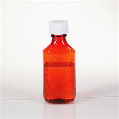 Buy AMBER PLASTIC OVAL MEDICINE BOTTLE 4OZ. 100 / CS