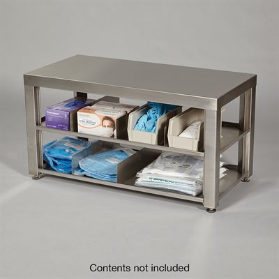 Stainless Steel Cleanroom Gowning Bench – 36?W, 8 Storage Compartments, 750 lb Capacity