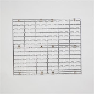 36x30 chrome wire louvered panel mounted on a wall for organizing storage bins