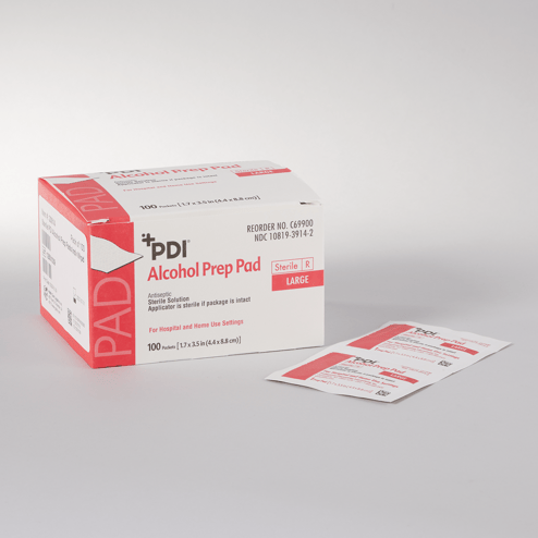 sterile alcohol prep pad with 70 percent IPA individually wrapped
