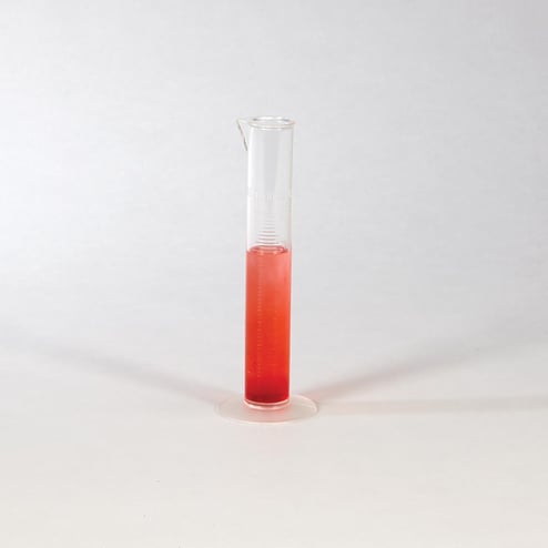 25 mL plastic graduated cylinder with raised graduations and pour spout