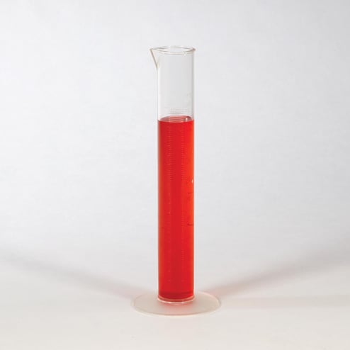 100 mL plastic graduated cylinder with raised graduations and pour spout