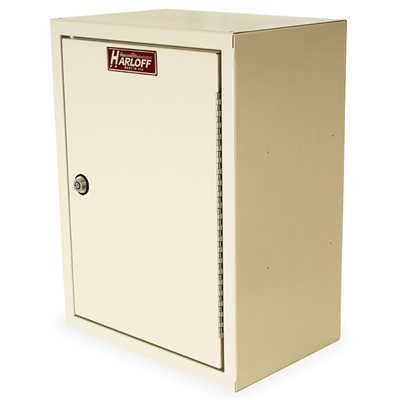 Dual-door narcotics cabinet with outer and inner locking doors and adjustable interior shelf