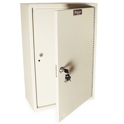 Side angle of 24x16x8 narcotics cabinet highlighting door thickness and hinge design