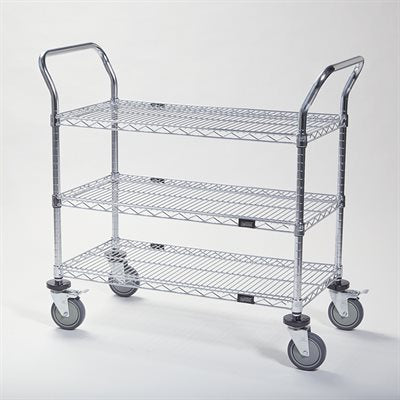 Heavy-Duty Chrome Utility Cart – 3 Shelves, 800 lb Capacity