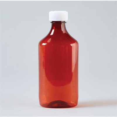 Buy AMBER PLASTIC OVAL MEDICINE BOTTLE, 12 OZ, 50 / CS