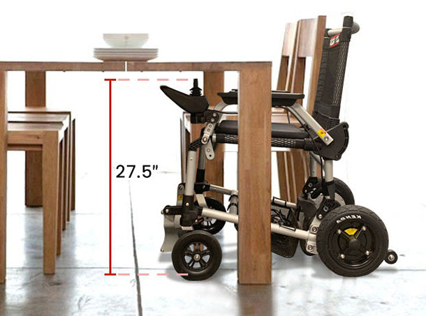 Journey Zoomer folding power chair under table clearance