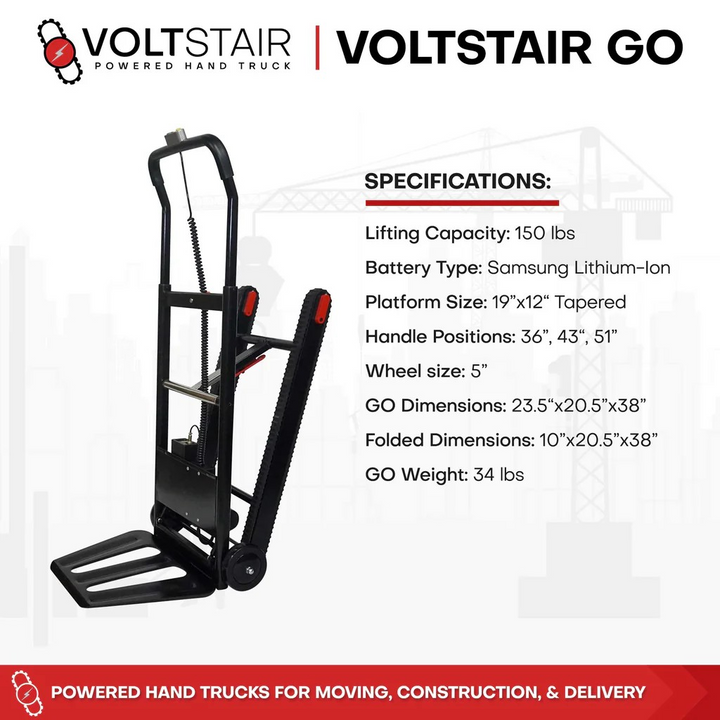 Voltstair Go transporting small appliance upstairs with 150 lb weight capacity